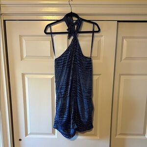 BCBGMaxAzria Navy Blue Animal Print Halter Romper